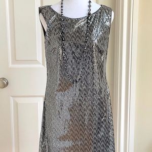 White House Black Market Silver Mini Dress